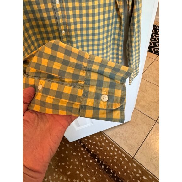 J.Crew Slim Fit Yellow Gray Checkered Gingham Cotton Button Up Shirt M Preppy - Picture 7 of 9